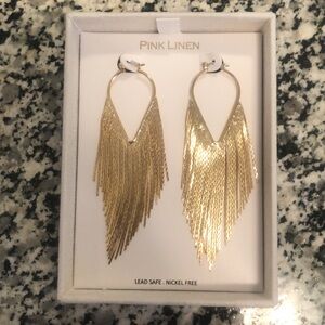 Pink Linen Gold Earrings